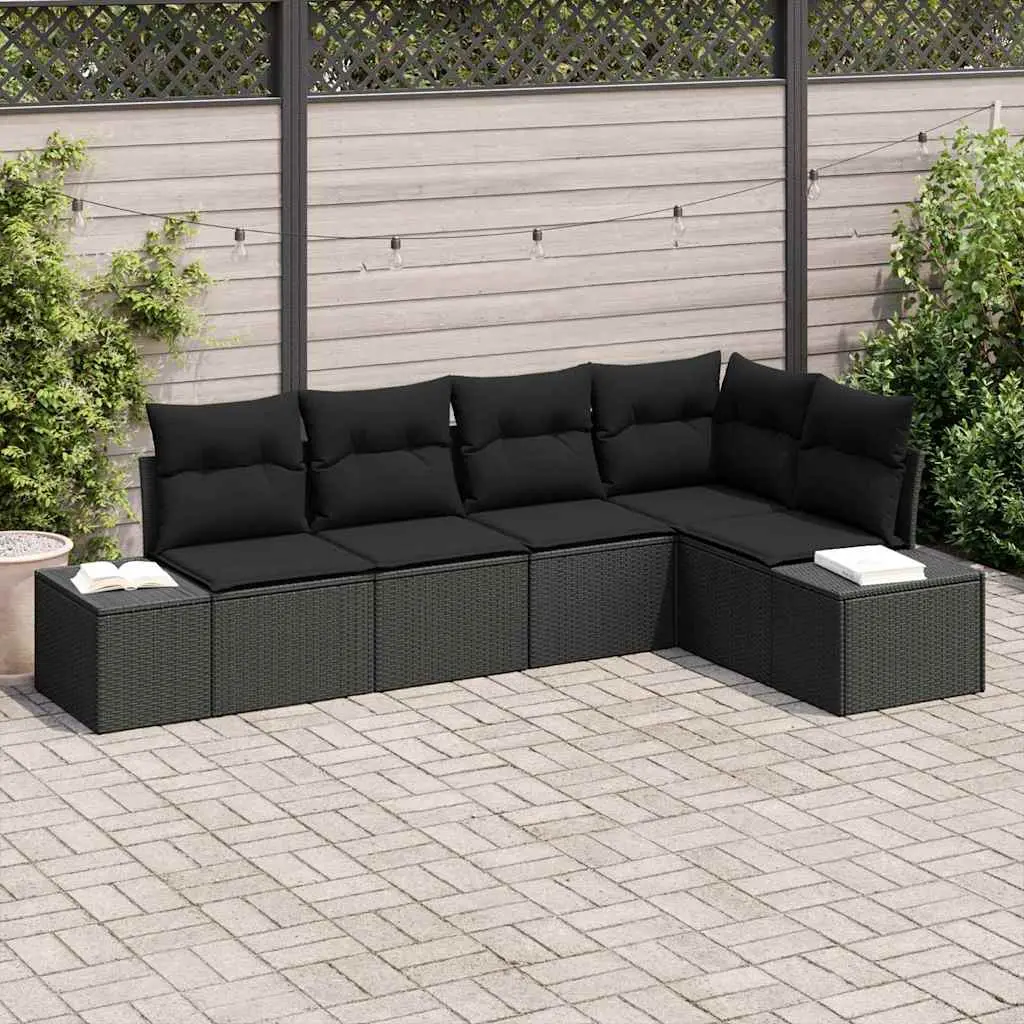 Ensemble de canapé de jardin avec stockage 5 pcs Noir polyrotin vidaXL 3355732