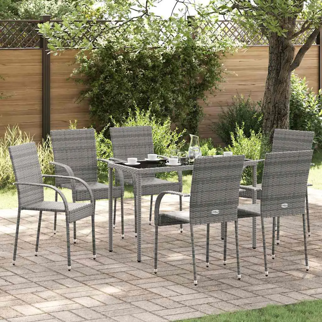 Ensemble de 6 Chaises de Repas Empilables en Résine Tressée pour Balcon Gris – ComfortXL Outdoor Living
