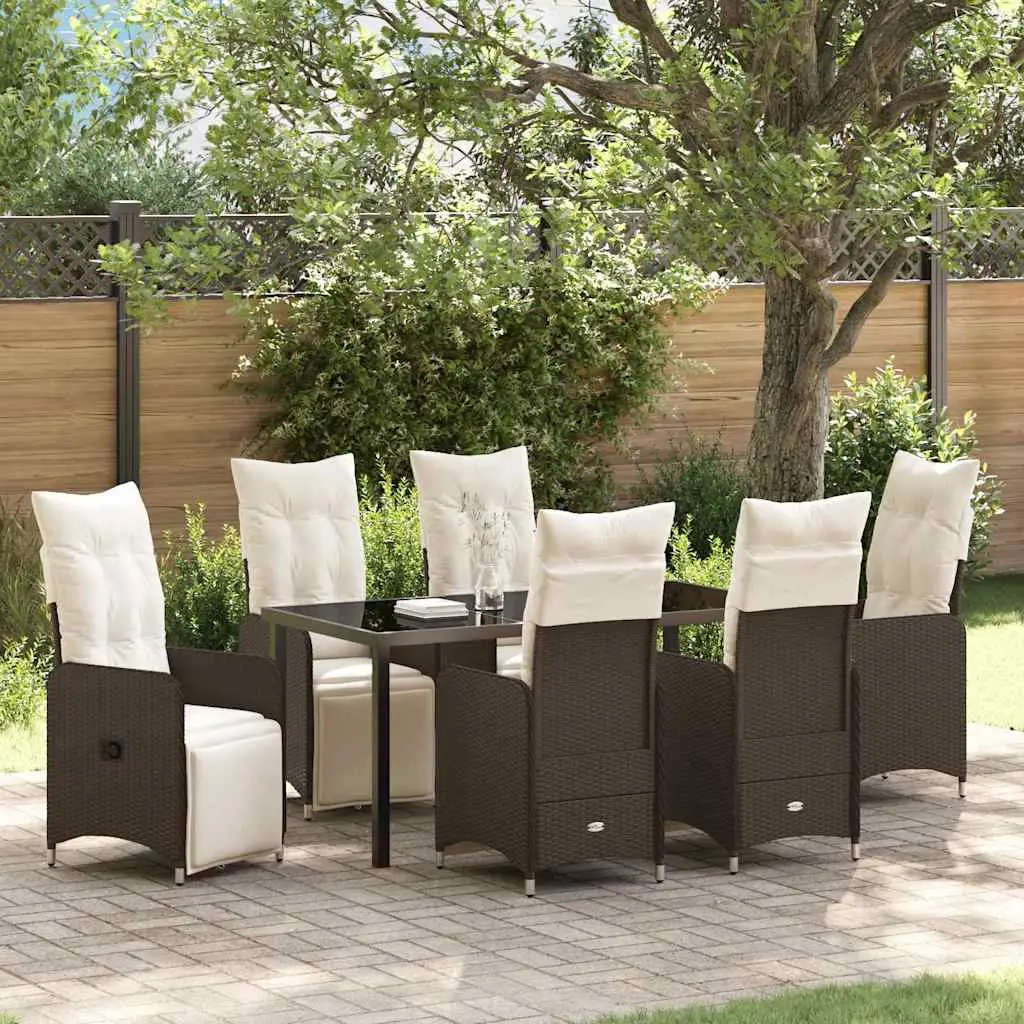 Ensemble de salle à manger pour jardin 7 pcs Marron polyrotin vidaXL 3379671