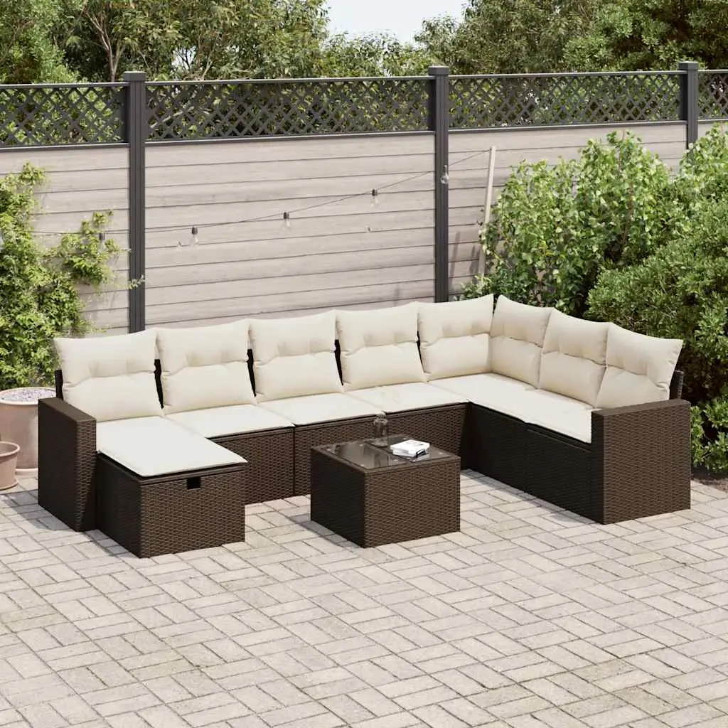 Ensemble de Jardin 9 pcs Marron Résine Tressée Modulable avec Coffres de Rangement – ComfortXL Outdoor Living