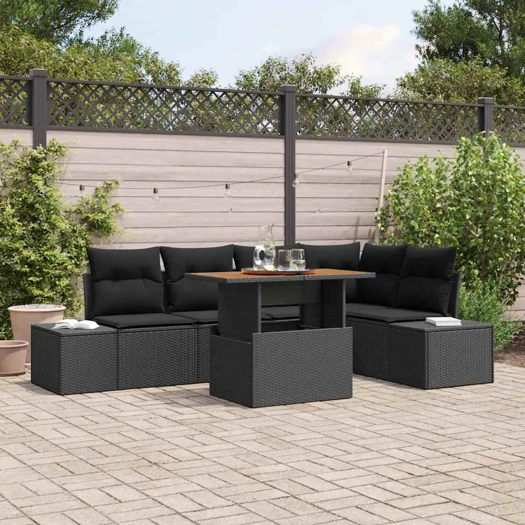 Ensemble de salle à manger pour jardin 6 pcs Noir et Marron vidaXL 3349967