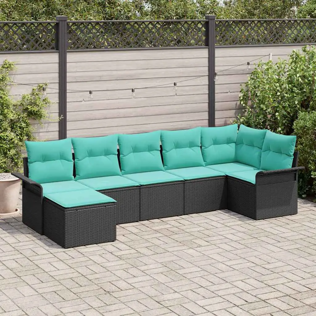 Ensemble de canapé de jardin avec stockage 7 pcs Noir polyrotin vidaXL 3354125
