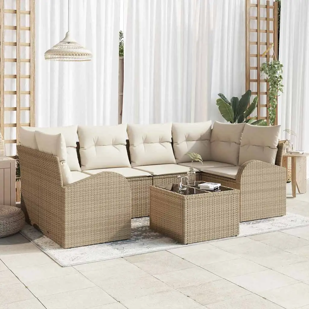 Ensemble de canapé de jardin Beige 55 x 55 x 37 cm polyrotin vidaXL 3345941