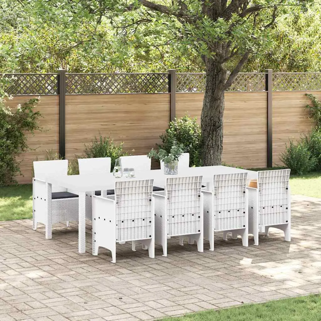 Ensemble de Repas Extérieur 9 Pièces en Résine Tressée pour 8 Convives Design Contemporain Gris Clair – ComfortXL Outdoor Living