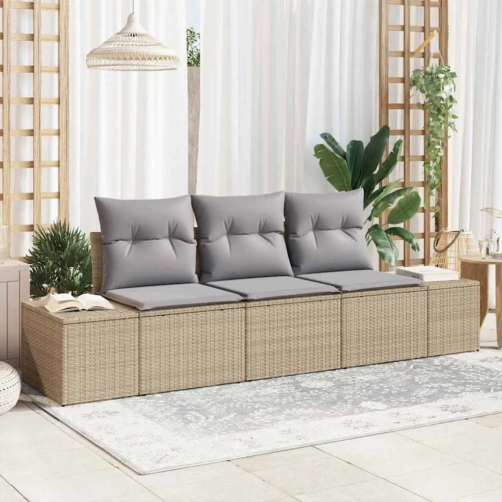 Ensemble de Canapés avec coussin 3 pcs Beige polyrotin vidaXL 3346920