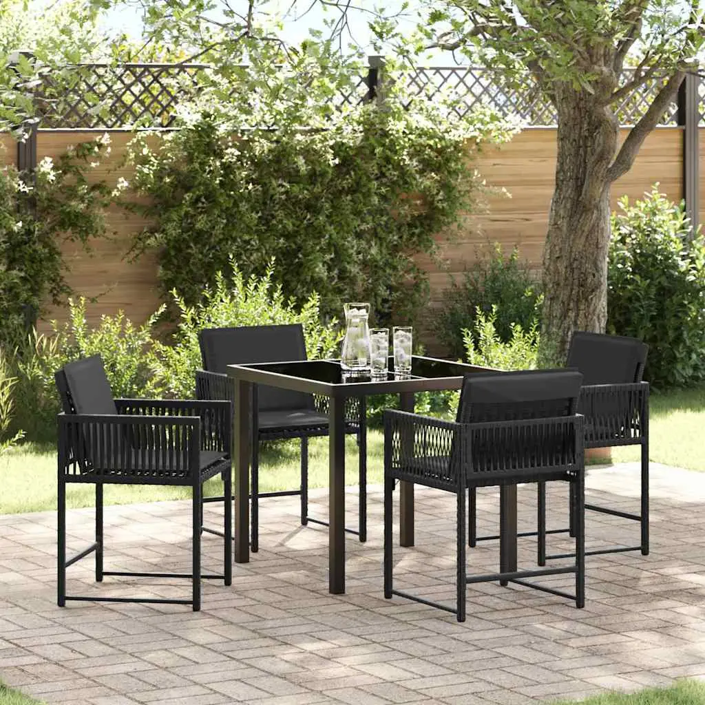 Ensemble de salle à manger pour jardin 5 pcs Noir polyrotin vidaXL 3380745