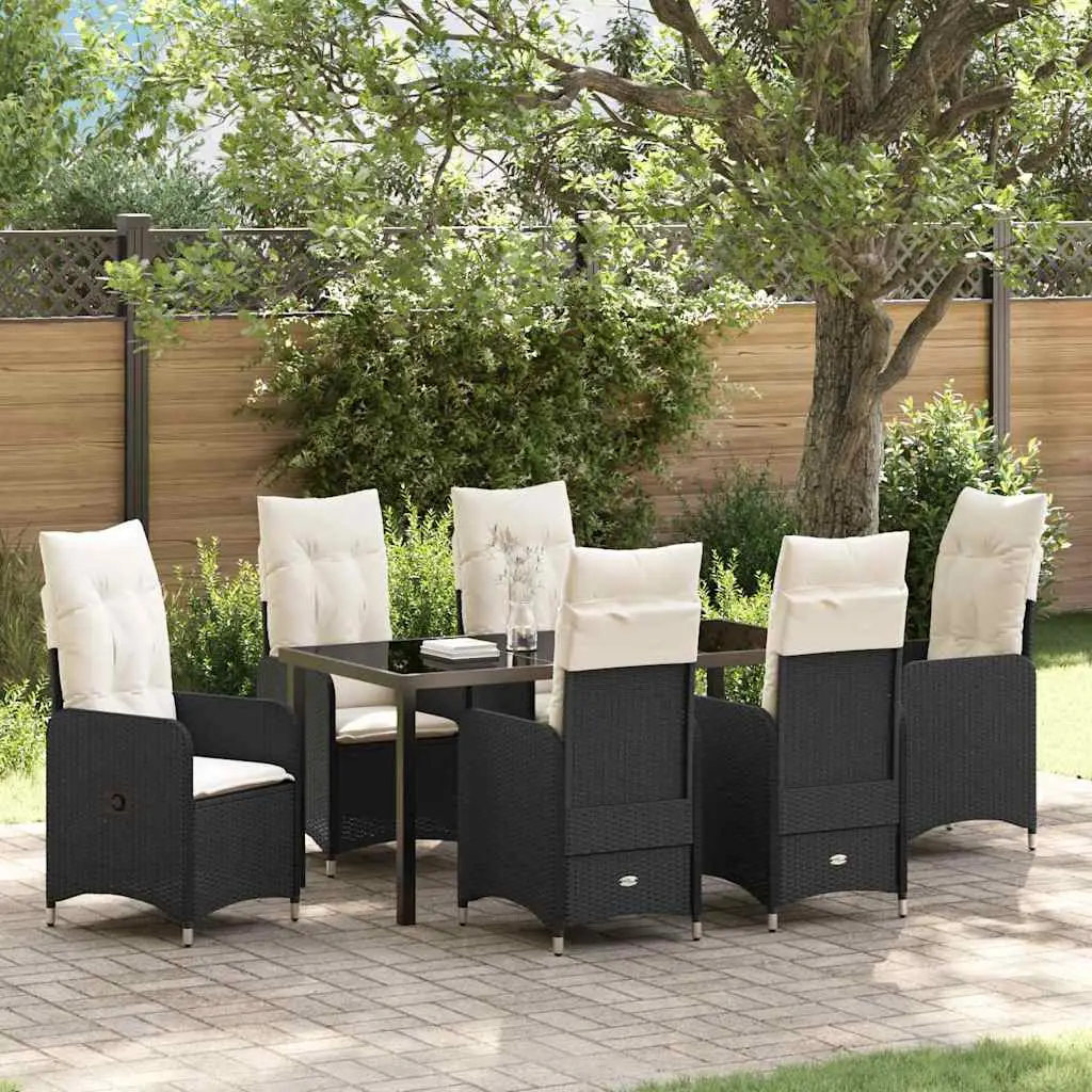 Ensemble de salle à manger pour jardin 7 pcs Noir polyrotin vidaXL 3379636