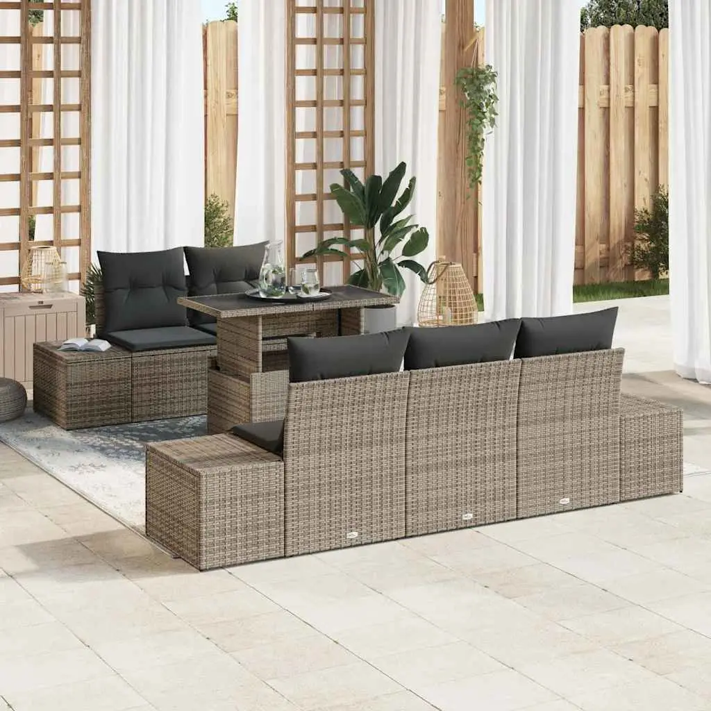 Ensemble de Canapés avec coussin 6 pcs Gris polyrotin vidaXL 3349095