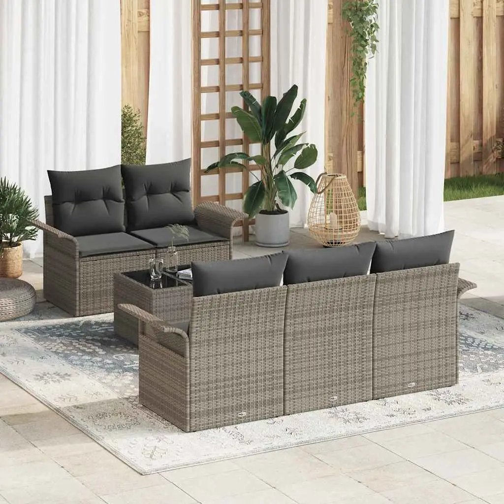 Ensemble de Canapés avec coussin 6 pcs Gris polyrotin vidaXL 3345239
