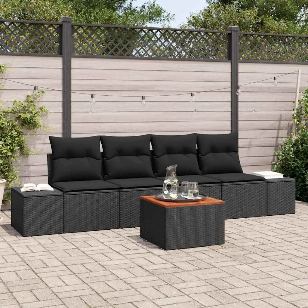 Ensemble de canapé de jardin avec stockage 5 pcs Noir polyrotin vidaXL 3356560