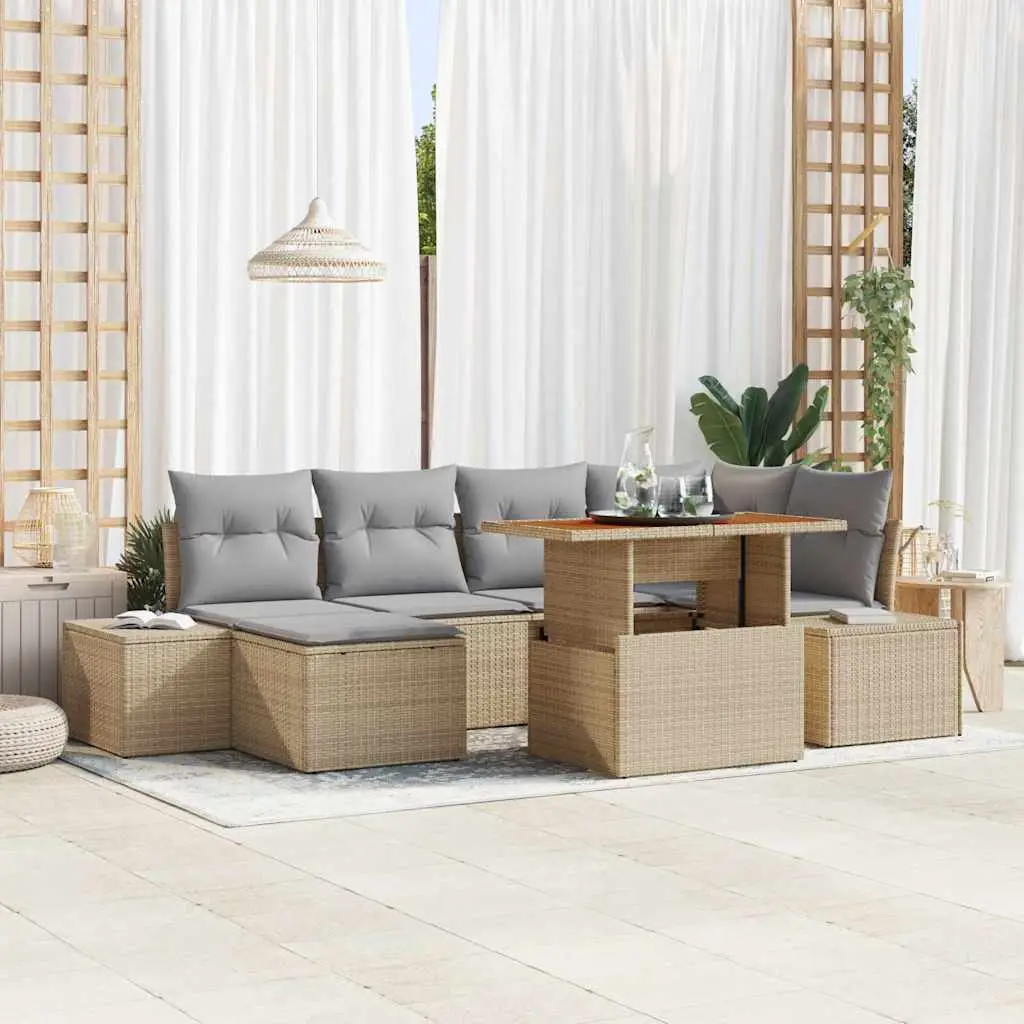 Ensemble de salle à manger pour jardin 7 pcs Beige et gris vidaXL 3349986 beige et gris