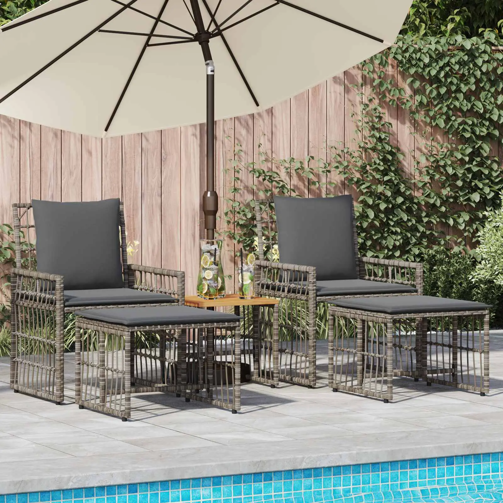 Ensemble de meubles d’extérieur 5 pcs Noir et Gris foncé vidaXL 42025138