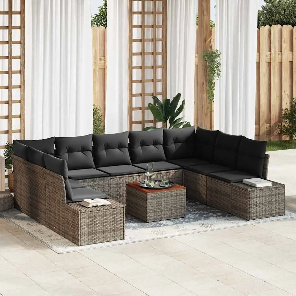 Ensemble de canapé de jardin avec stockage 10 pcs Gris vidaXL 3356669