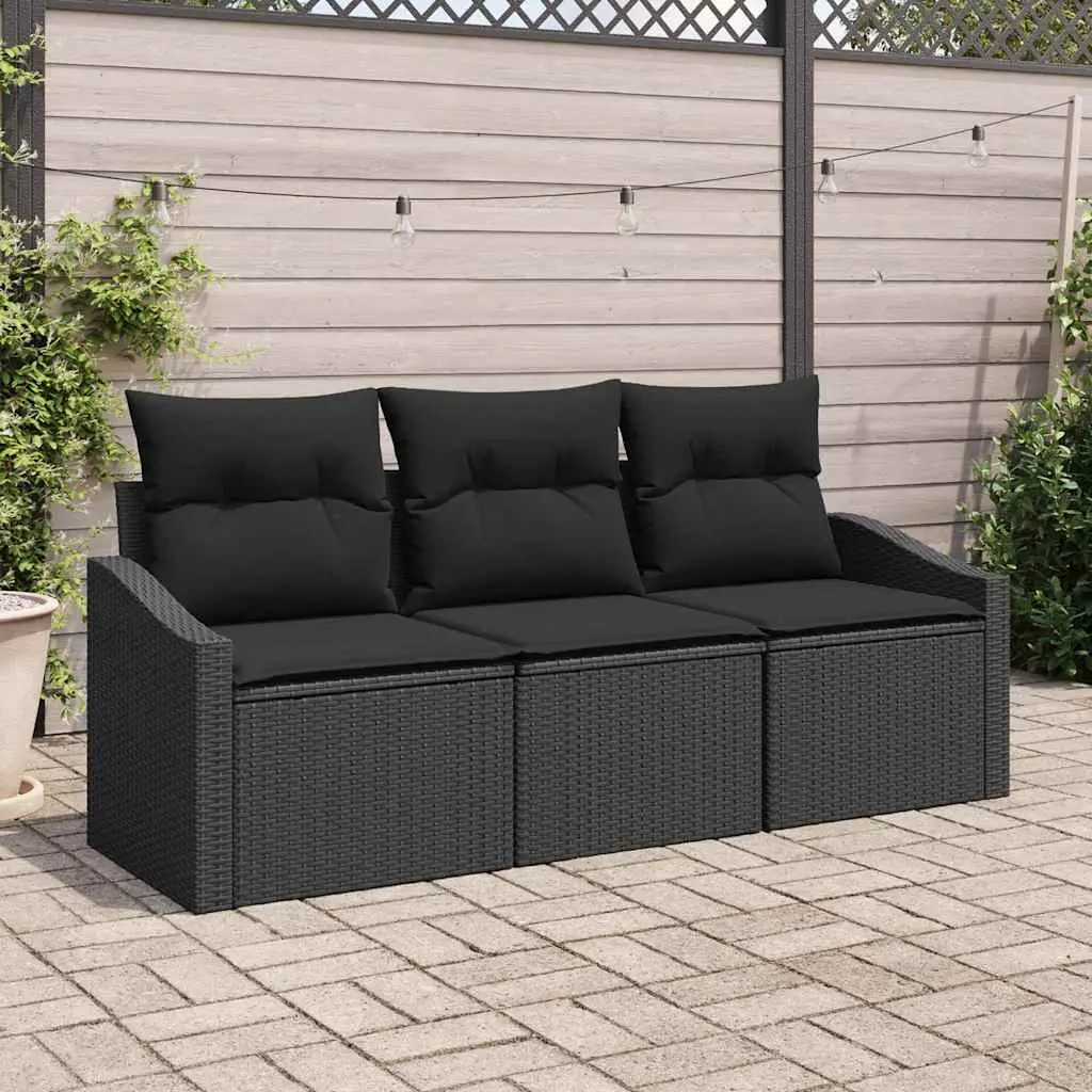 Ensemble Canapé Terrasse 3 Places Noir – Polyrotin et Acier – Mobilier de Jardin Modulable et Stable – ComfortXL Outdoor Living