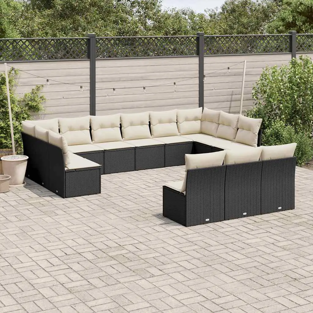 Ensemble canapé extérieur 13 places modulable avec coffre de rangement intégré Noir et Crème – ComfortXL Outdoor Living