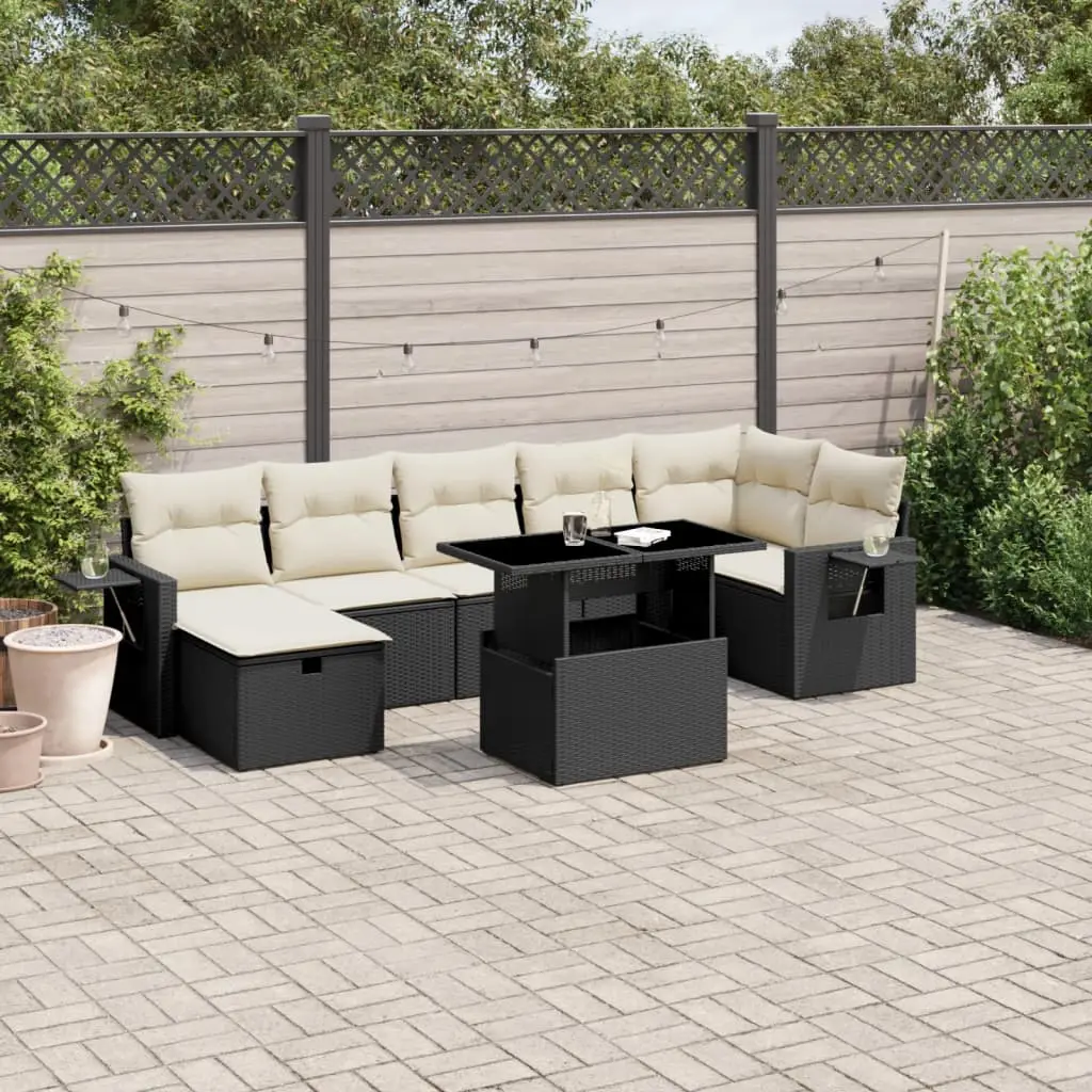 Ensemble Canapés 8 Places Résine Tressée Noir Table Réglable pour Terrasse – ComfortXL Outdoor Living