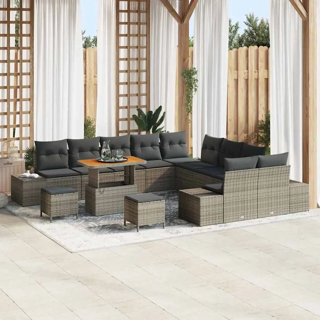 Ensemble canapé de jardin en polyrotin modulable pour grande terrasse Gris – ComfortXL Outdoor Living