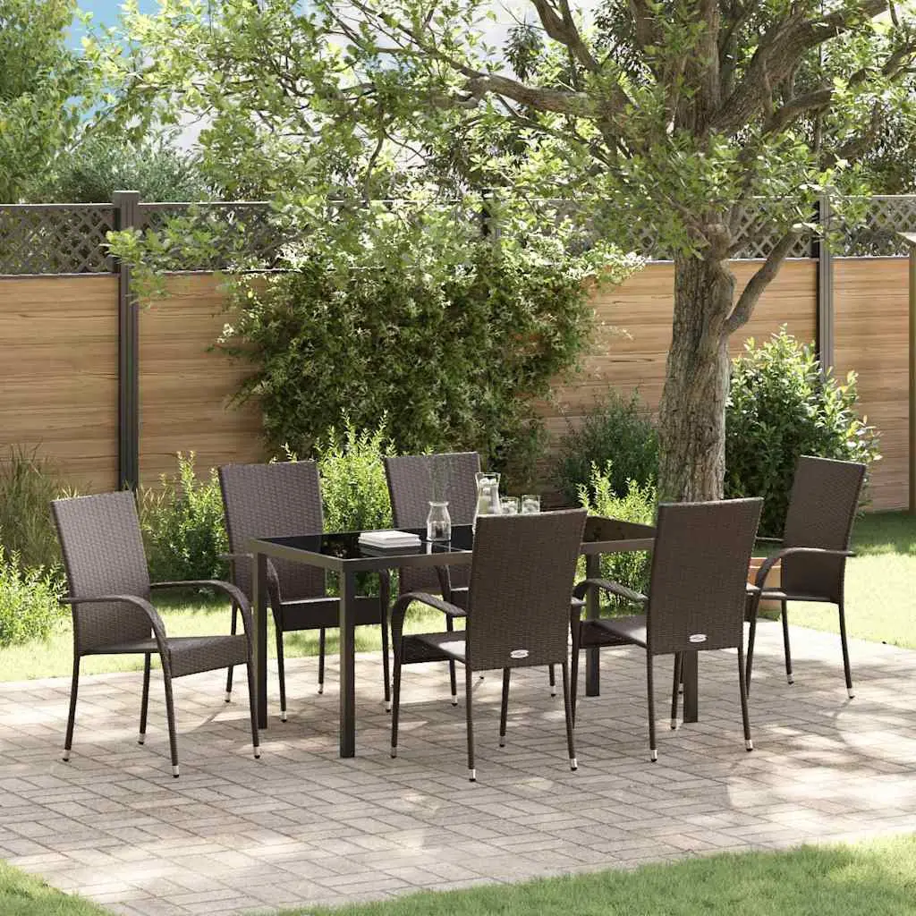 Ensemble de salle à manger pour jardin 7 pcs Marron vidaXL 3379398