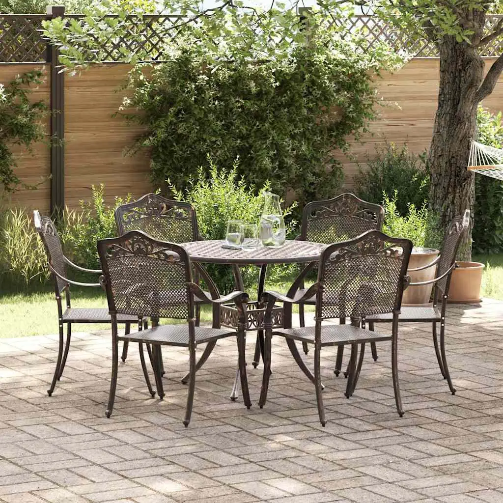 Ensemble de salle à manger pour jardin 7 pcs Bronze Aluminium vidaXL 3334704
