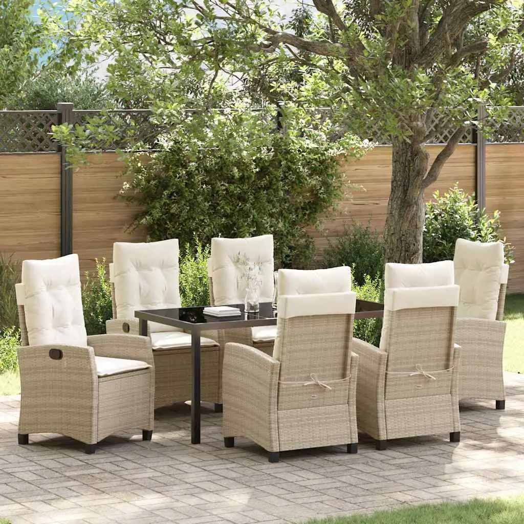 Ensemble de salle à manger pour jardin 7 pcs Beige polyrotin vidaXL 3380397 Beige
