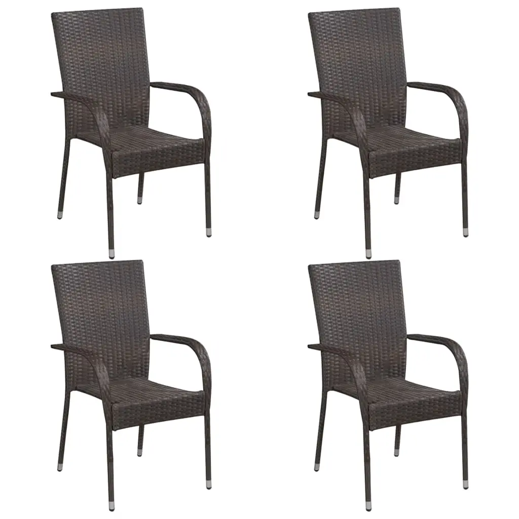 Ensemble de 5 pcs table de jardin avec chaises – mobilier de jardin Marron-JU2928