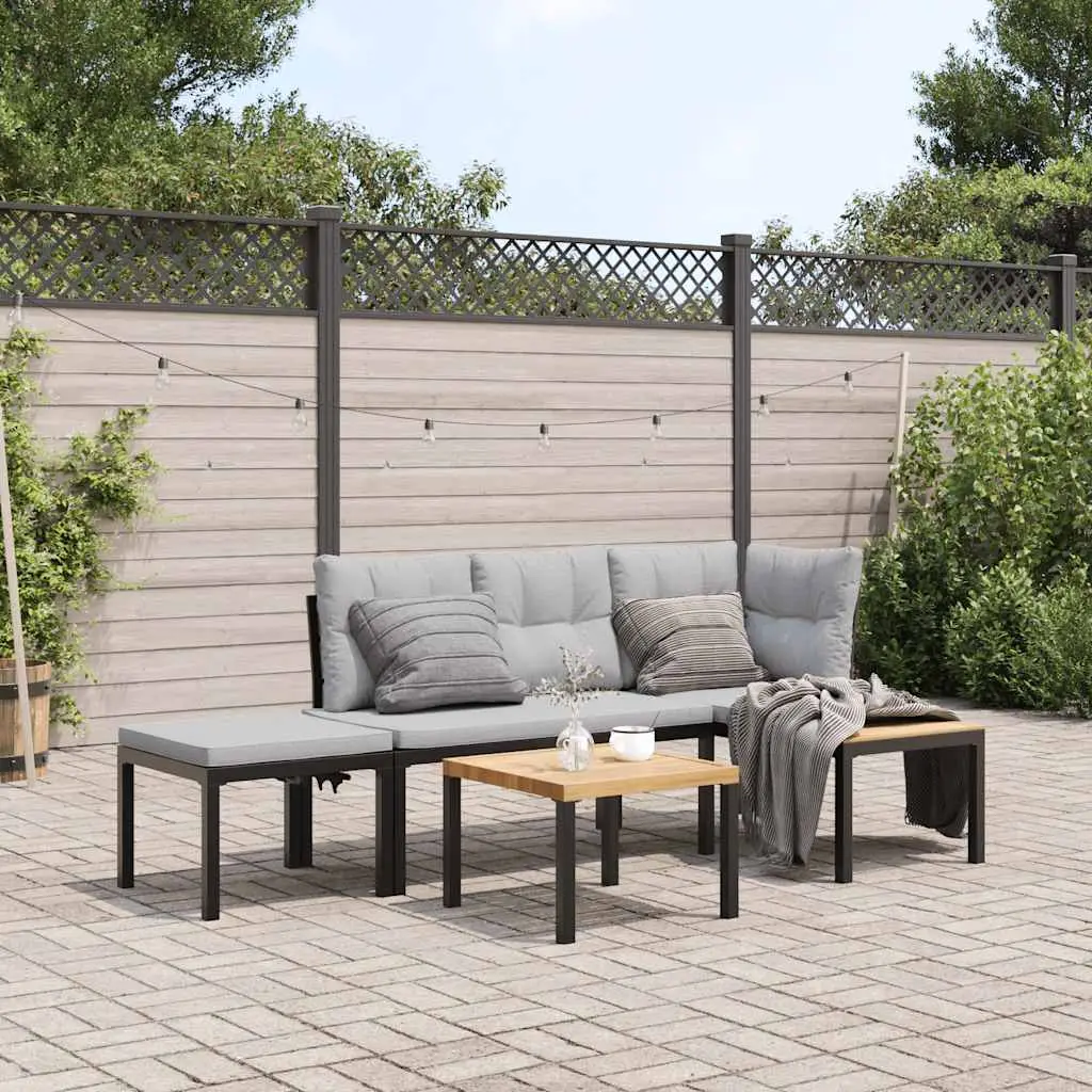 Ensemble de banc de jardin avec coussins 4 pcs noir vidaXL 3283640
