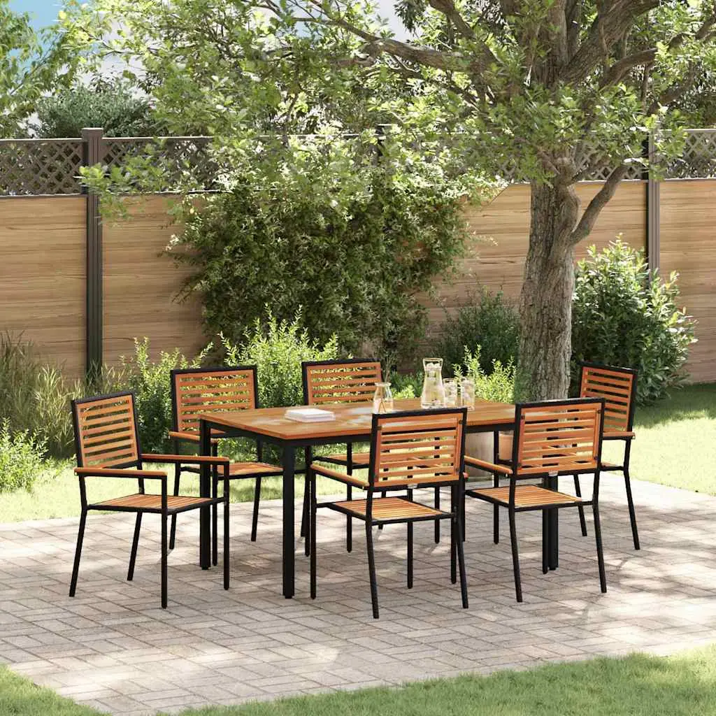 Ensemble de salle à manger pour jardin 7 pcs Noir et Marron vidaXL 3365499