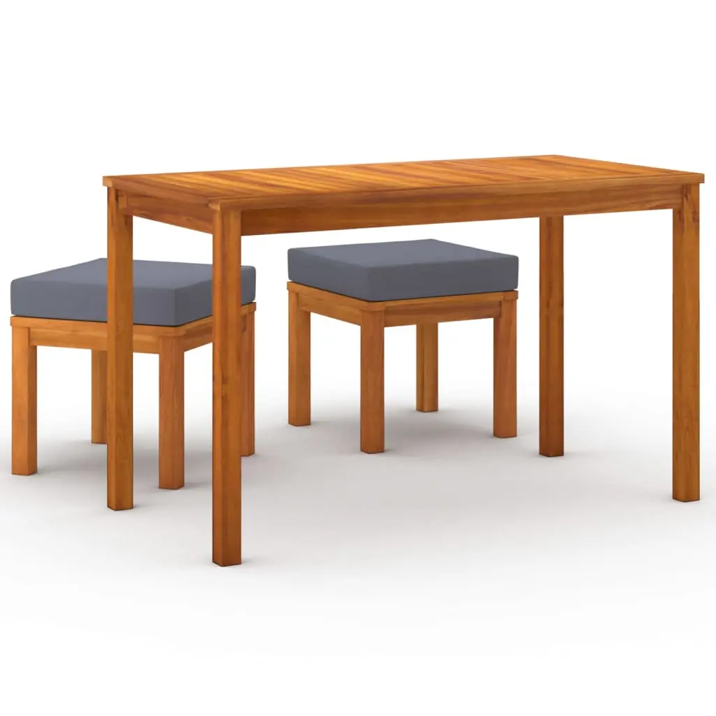Ensemble de 3 pcs table de jardin avec chaises – mobilier de jardin et coussins Acacia solide-JU2650