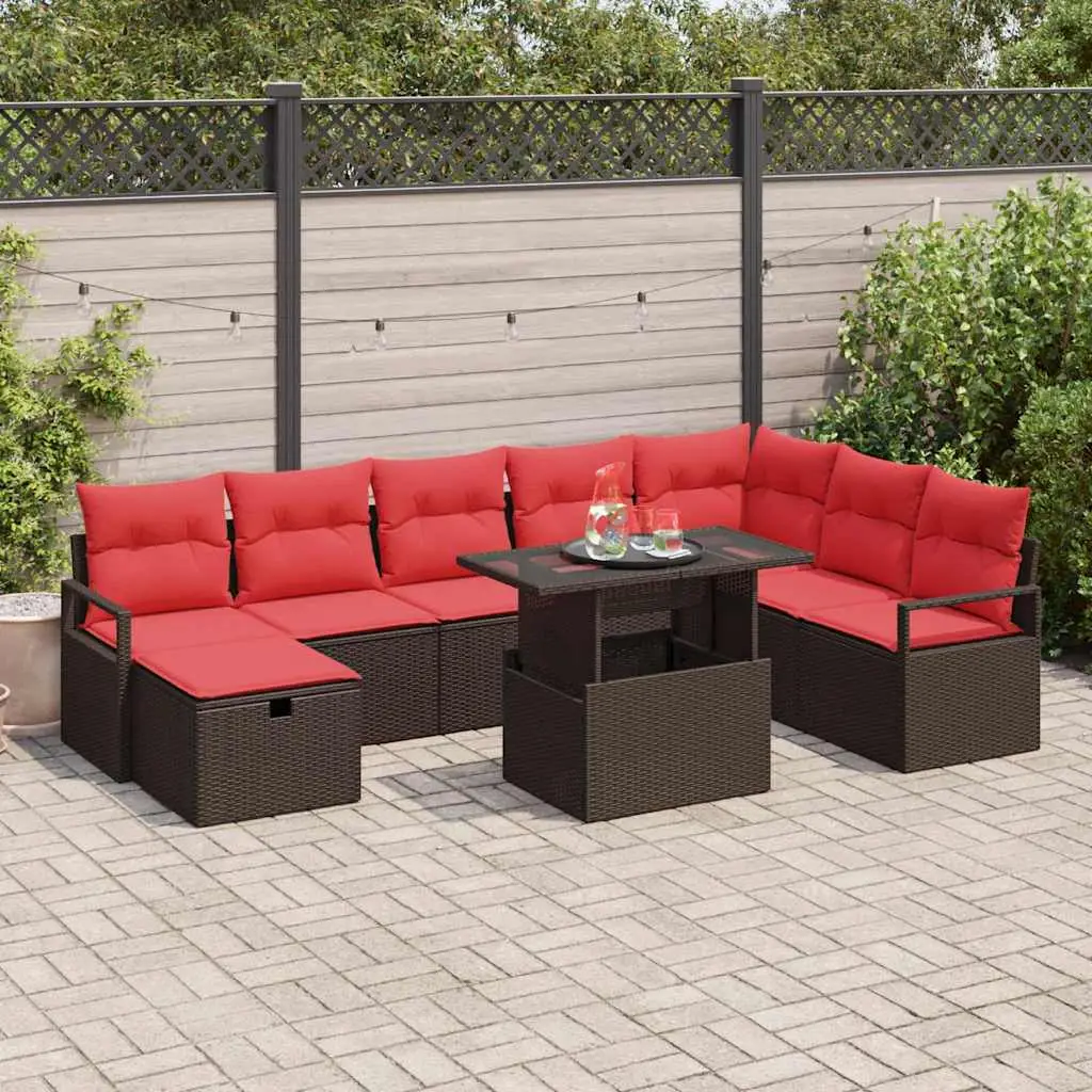 Ensemble de canapé de jardin avec coussin 9 pcs polyrotin vidaXL 3359821