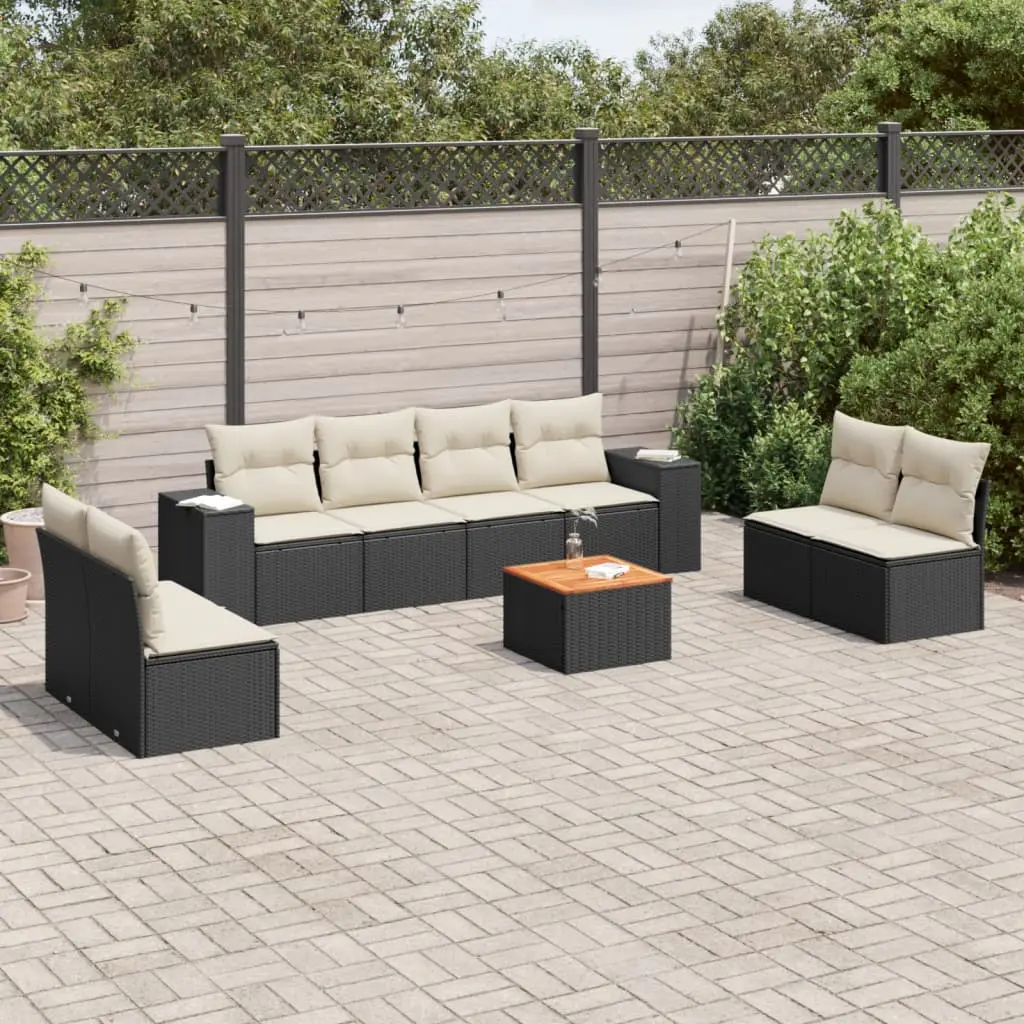 Ensemble canapé de jardin modulable 8 places résine tressée avec rangement et table Noir – ComfortXL Outdoor Living