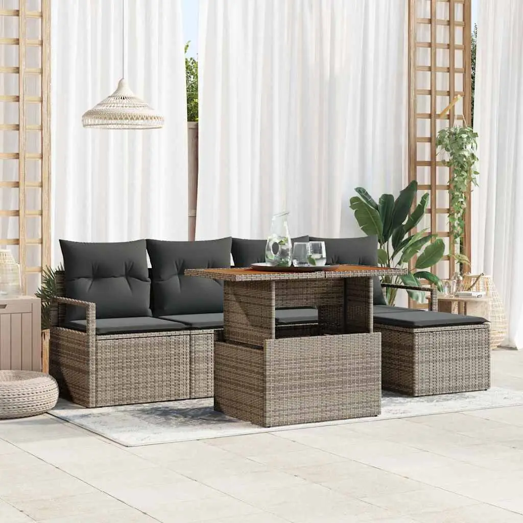 Ensemble de salle à manger pour jardin 6 pcs Gris et marron vidaXL 3349698