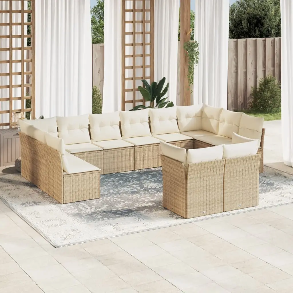 Ensemble canapés de jardin 12 places résine tressée avec fonction rangement pour patio Beige – ComfortXL Outdoor Living