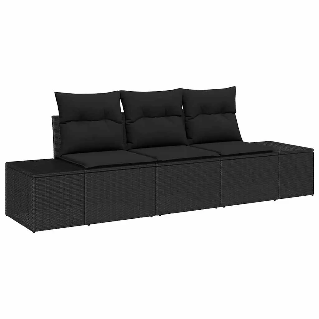Ensemble de canapé de jardin avec stockage 3 pcs | Canapé D’extérieur | Sofa De Jardin Noir polyrotin Maison Chic