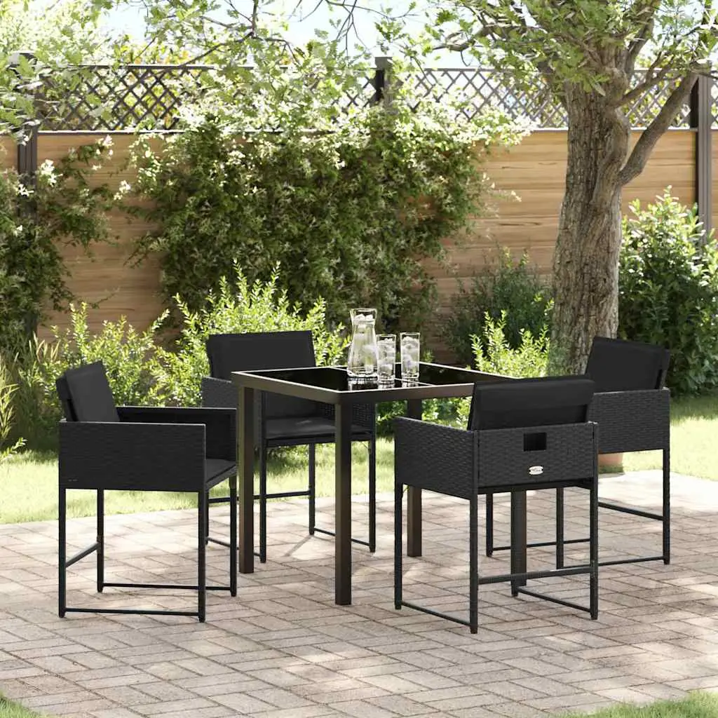 Ensemble de jardin repas 4 personnes pliable en poly rotin et acier Noir – ComfortXL Outdoor Living