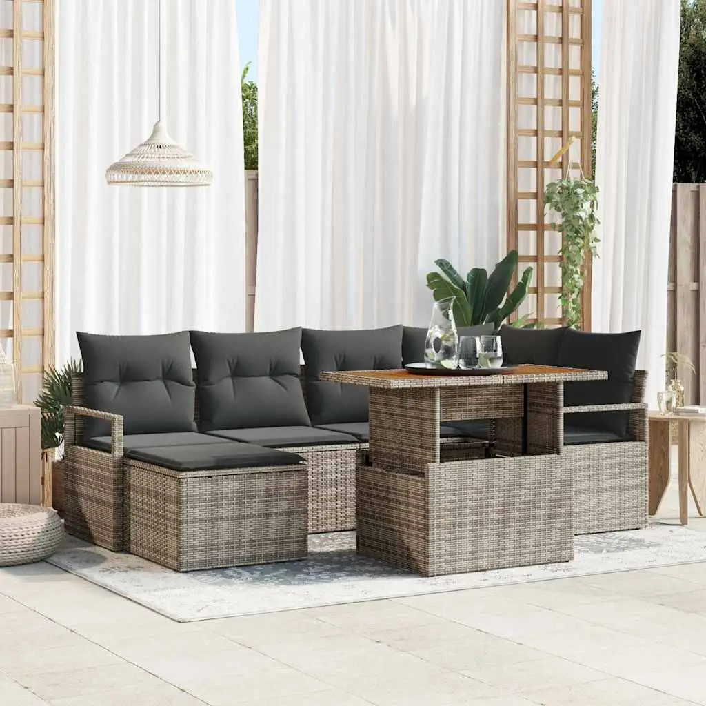 Ensemble de salle à manger pour jardin 7 pcs Gris et marron vidaXL 3349733