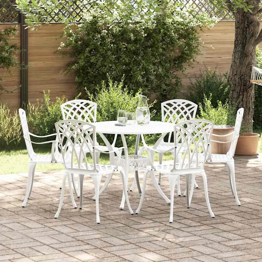 Ensemble de salle à manger pour jardin 7 pcs Blanc Aluminium vidaXL 3334722