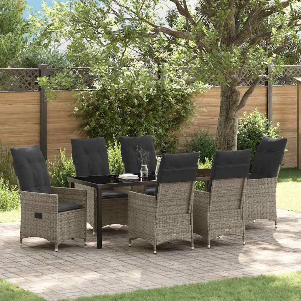 Ensemble de salle à manger pour jardin 7 pcs Gris polyrotin vidaXL 3379553