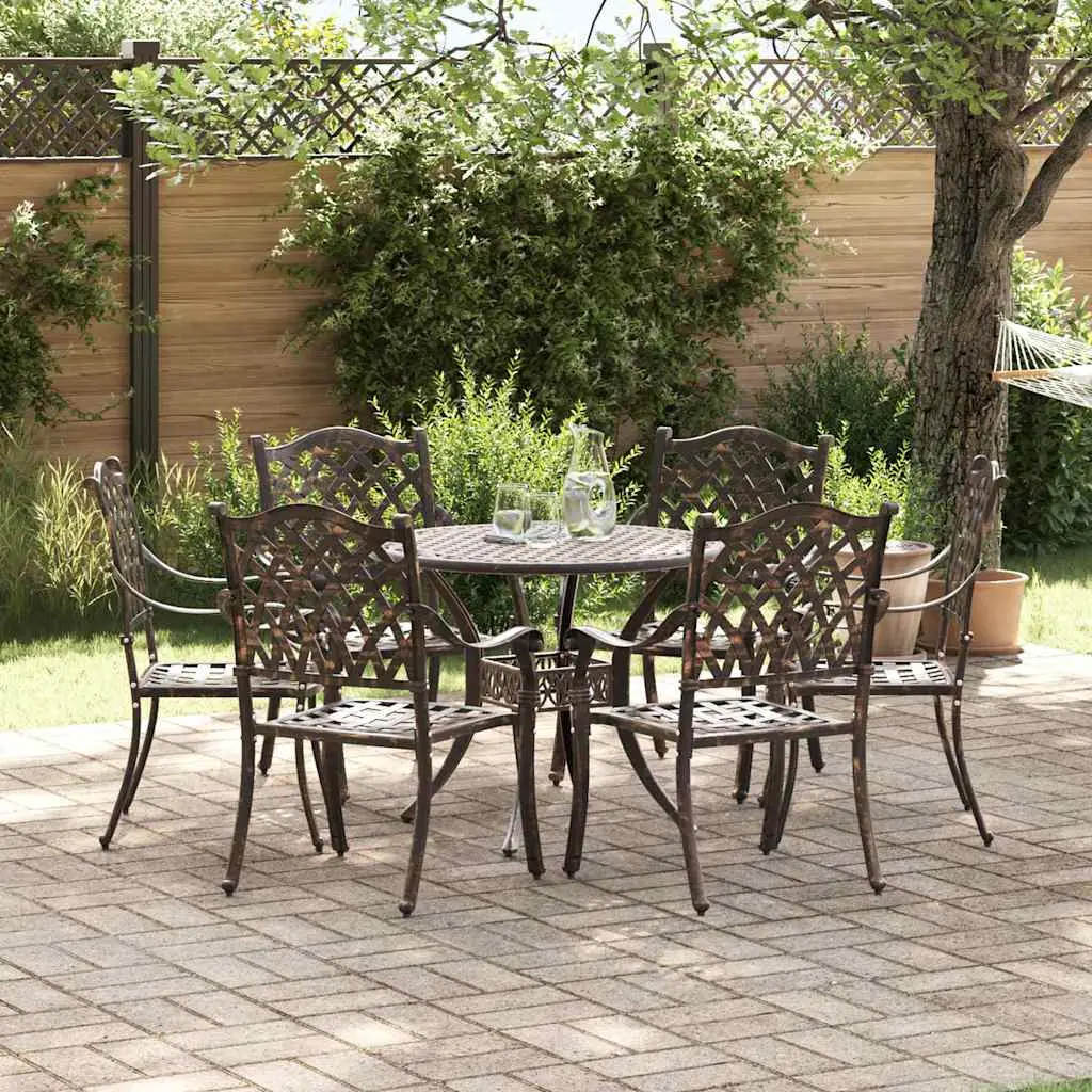 Ensemble de salle à manger pour jardin 7 pcs Bronze Aluminium vidaXL 3334696