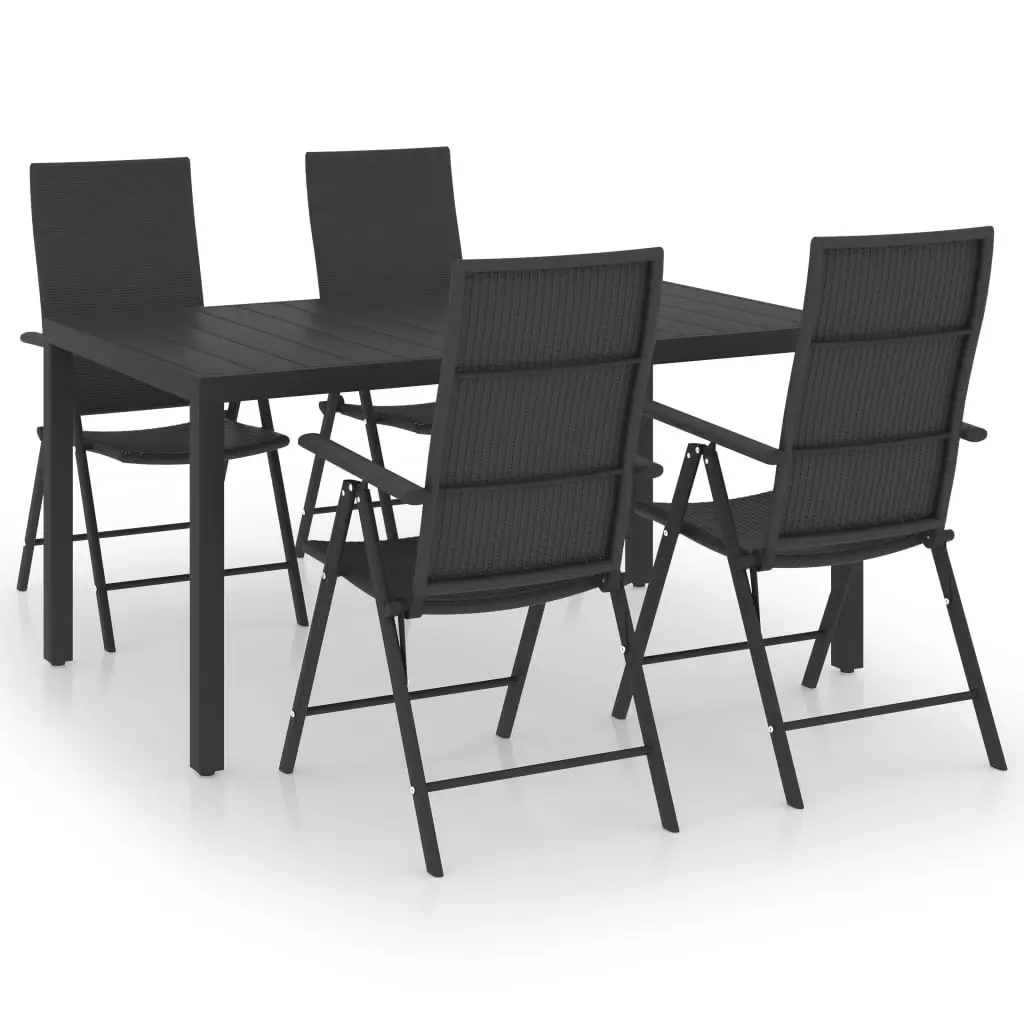 Ensemble de 5 pcs table de jardin avec chaises – mobilier de jardin noir-JU2990