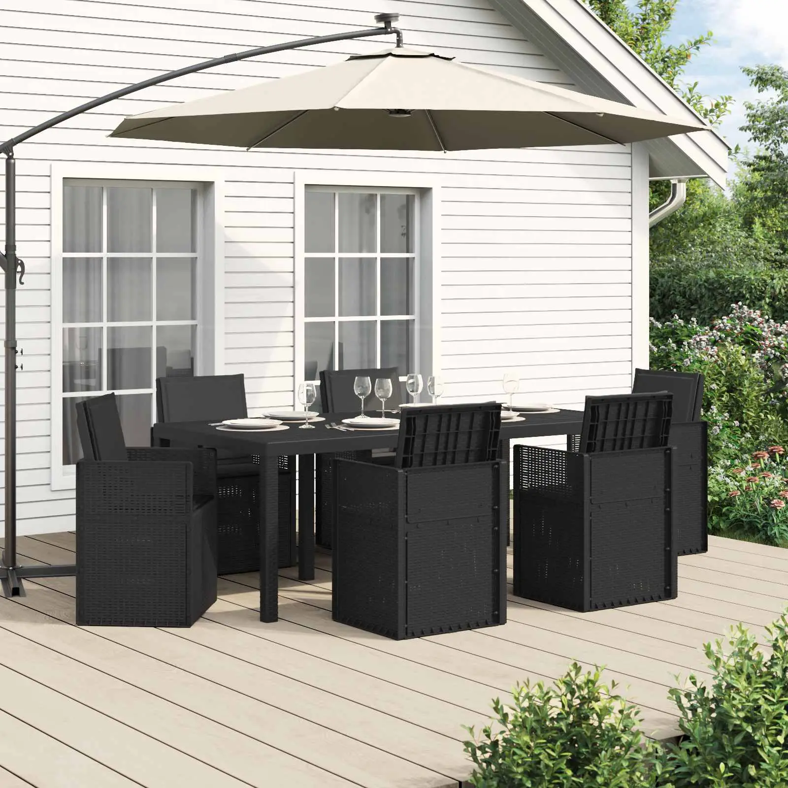 Ensemble de salle à manger pour jardin 7 pcs Anthracite PP vidaXL 3430072