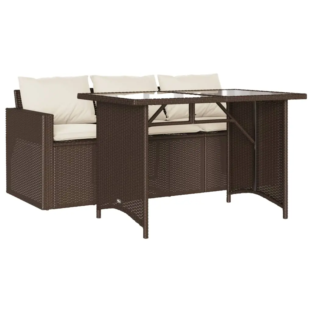 Ensemble de 2 pcs table de jardin et chaises avec coussins – mobilier de jardin marron rotin