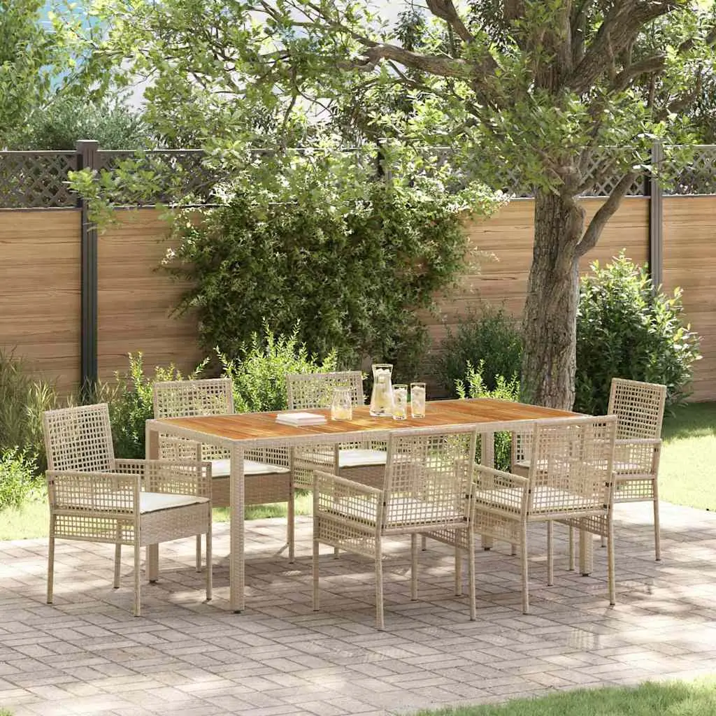 Ensemble de salle à manger pour jardin 7 pcs Beige polyrotin vidaXL 3334921 beige et blanc crème