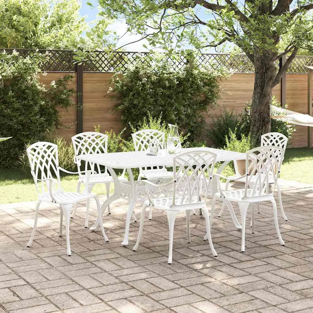 Ensemble de salle à manger pour jardin 7 pcs Blanc Aluminium vidaXL 3334682