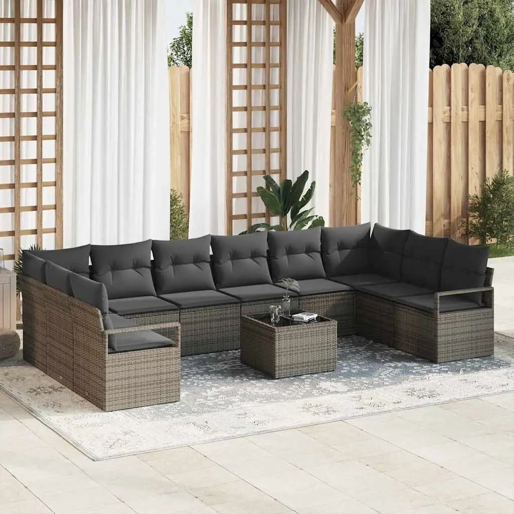 Ensemble de Canapés avec coussin 11 pcs Gris polyrotin vidaXL 3346569