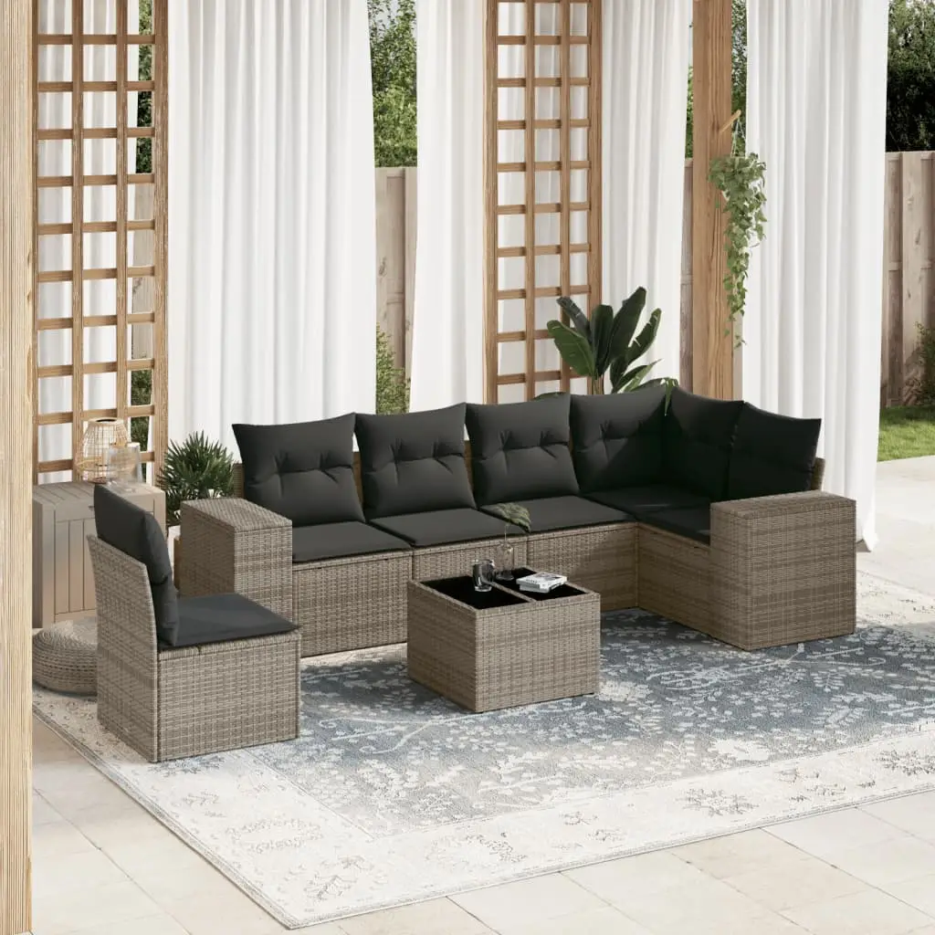 Ensemble de Jardin 6 Places en Résine Tressée Grise Canapé Modulable avec Coffre et Table Basse – ComfortXL Outdoor Living