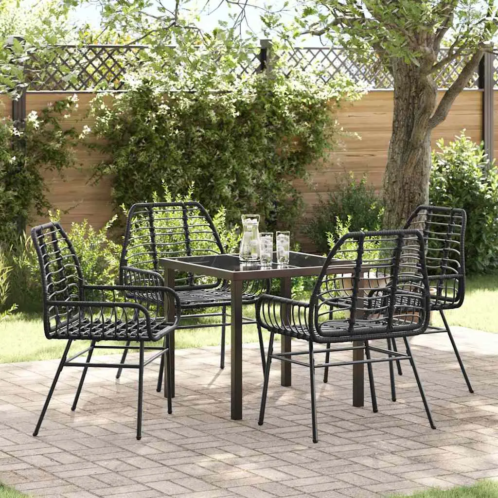 Ensemble de salle à manger pour jardin 5 pcs Noir polyrotin vidaXL 3380842