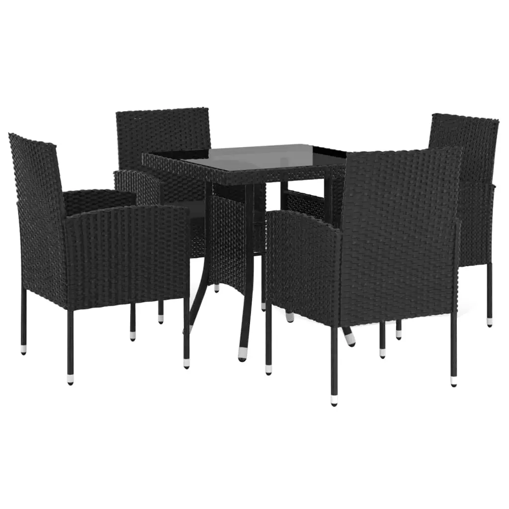 Ensemble de 5 pcs table de jardin avec chaises – mobilier de jardin Résine tressée Noir-JU2526