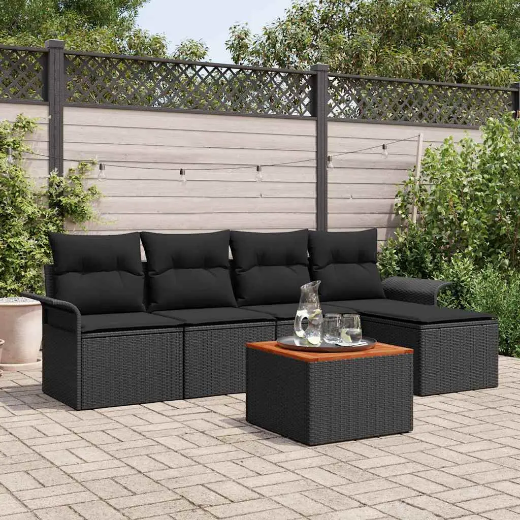 Ensemble de canapé de jardin avec stockage 6 pcs Noir polyrotin vidaXL 3355986