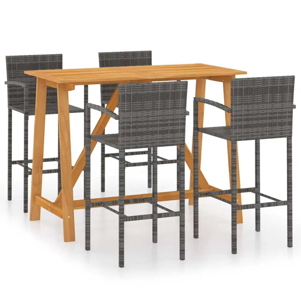 Ensemble de 5 pcs bar de jardin – Mobilier d’extérieur – Mobilier de jardin Gris-JU2053