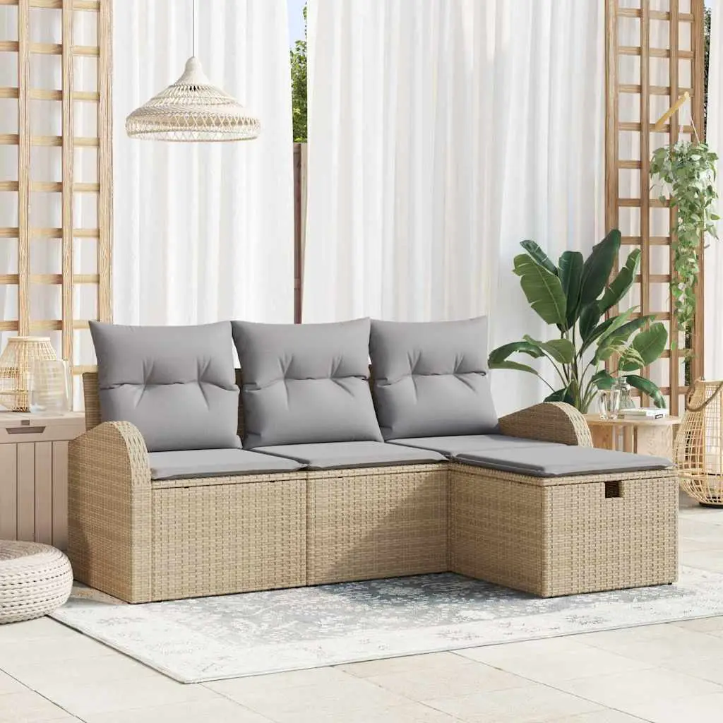 Ensemble de Canapés 4 pcs Beige et Gris clair polyrotin vidaXL 3359049